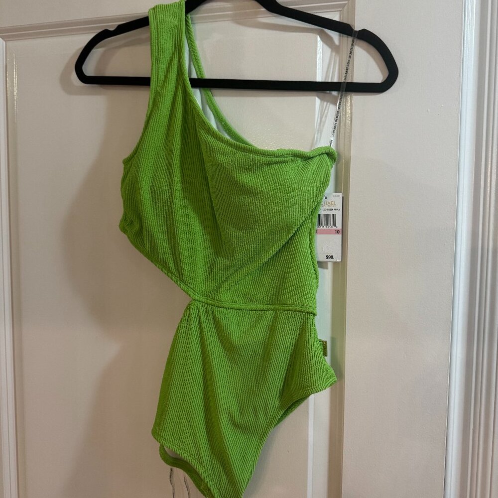 Michael Michael Kors Women's One-Shoulder Side-Cutout Swimsuit - Green